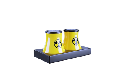 Two Yellow Cooling Towers with Radiation Symbol