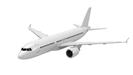 Obraz premium White Passenger Jet Airplane on a White Background