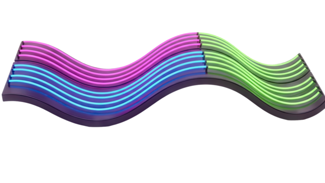 Wavy Neon Light Sculpture - Powered by Adobe