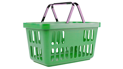 Fototapeta premium Green Shopping Basket with Black Handles