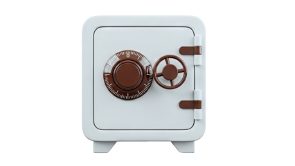 White Safe with Brown Combination Lock and Handle