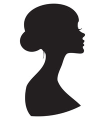 Printable EPS Abstract Black Side View Woman Silhouette for Editable 2D Vector Clip Art Illustration