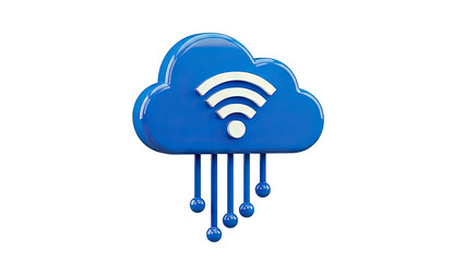 Blue Cloud with Wi-Fi Symbol and Digital Connections