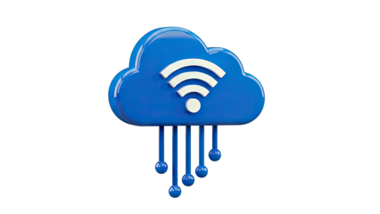 Blue Cloud with Wi-Fi Symbol and Digital Connections