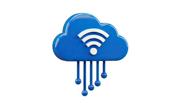 Blue Cloud with Wi-Fi Symbol and Digital Connections - Powered by Adobe