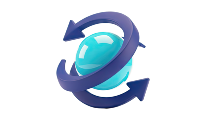 Turquoise Sphere with Blue Arrows