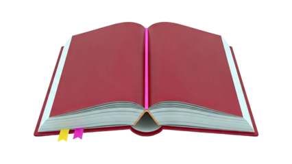 Open Red Book with Pink and Yellow Bookmarks
