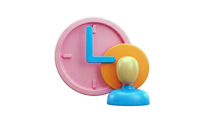 3D Icon: Person and Clock