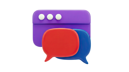 3D Chat Bubbles and Browser Window Icon