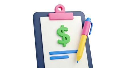 Clipboard with Dollar Sign and Pen