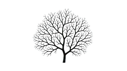 Stylized Black Tree Silhouette on White Background