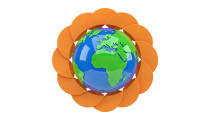Stylized Earth with Orange Petal Border