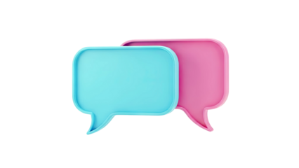 Two Speech Bubbles, Blue and Pink, Overlapping