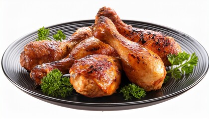 Deliciously Grilled Chicken Drumsticks With Fresh Herbs Isolated On Transparent Background