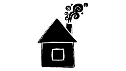 Cozy Handdrawn House With Smoking Chimney Illustration