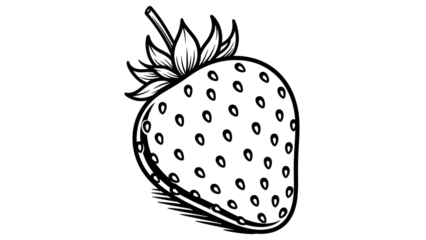 Minimalist Strawberry Outline On Black Background