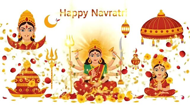 Happy Navratri Festival Goddess Durga Hindu Celebration