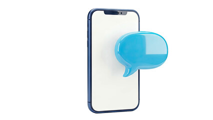 Smartphone with blue chat bubble notification
