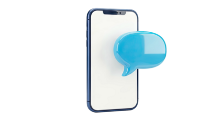 Smartphone with blue chat bubble notification