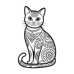 Obraz premium Mandala cat coloring page line art