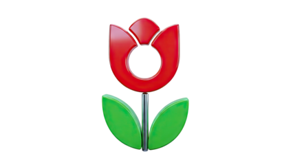 Stylized Red Tulip with Green Leaves