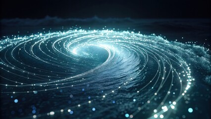 A mesmerizing swirl of glowing blue light in water, creating a captivating and dynamic visual effect.