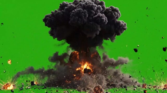 Sequential Explosion Animation Showcasing Mushroom Clouds in Vibrant Colors