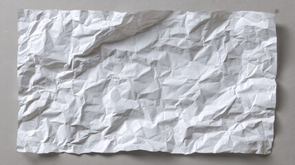 Obraz premium Crumpled white paper sheet with textured wrinkled surface on white background