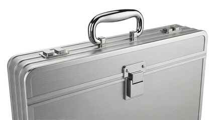 Sleek Silver Briefcase with Chrome Handle and Clasps