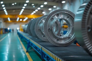 Obraz premium Industrial gear assembly in factory