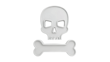 Stylized White Skull and Crossbones Icon