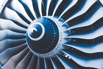 Close-up of a jet engine turbine