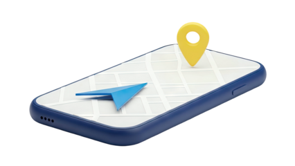 Smartphone with GPS Navigation Map and Pin