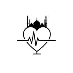 Heartbeat symbolizing mosque and faith