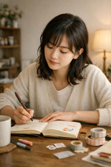 Woman Writing in Notebook