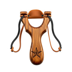 Handcrafted wooden slingshot with leather straps