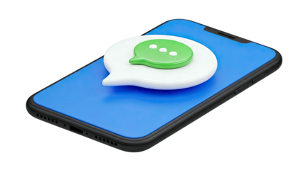 Smartphone with Green Chat Bubble Notification