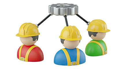 Teamwork and Collaboration Concept with Workers Connected to a Gear