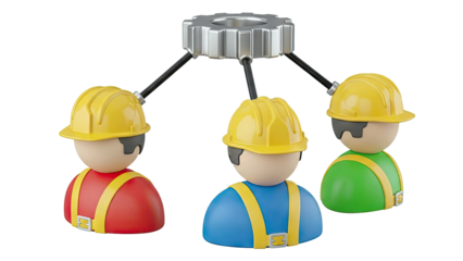 Teamwork and Collaboration Concept with Workers Connected to a Gear
