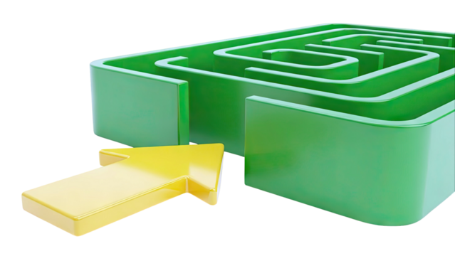 Yellow Arrow Entering Green Maze - Powered by Adobe