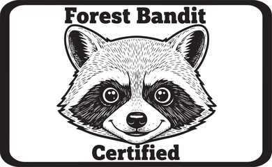 Sarcastic Black and White Engraving Style Hunting Illustration of a Raccoon in Vintage Etching Style