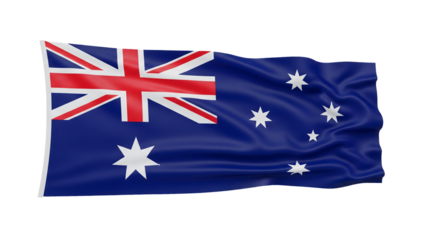 Australian flag waving with blue background and white stars symbolizing national pride and patriotism