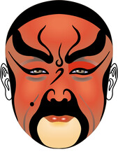 Obraz premium Chinese Opera Red Face Mask Traditional Peking Opera Illustration