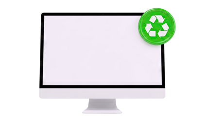 Computer with Green Recycling Symbol