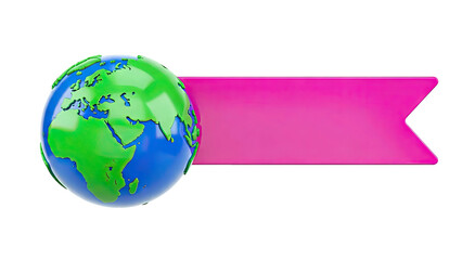 Globe with Pink Ribbon Banner