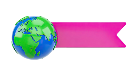 Globe with Pink Ribbon Banner