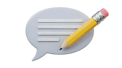 3D Speech Bubble with Pencil