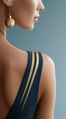 Elegant design with gold shimmer on back and fir-inspired ornament for holiday fashion