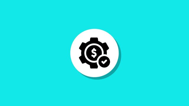 Abstract animation of white circle transforming into financial settings icon on cyan background