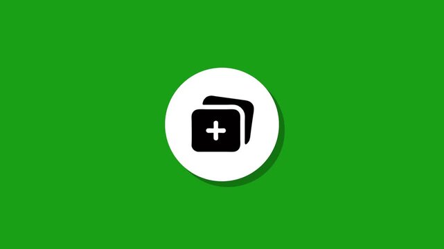 Animation of white circle transition to add files icon on green screen background